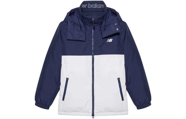 New Balance New Balance Down Jackets Unisex Blue With White Lettering Hooded Thickened Reversible