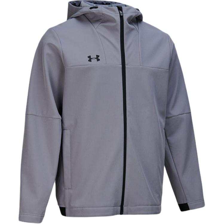 Under Armour Logo Hooded Woven Fleece Lined Windproof Casual Jackets & Coats Unisex Titanium Gray