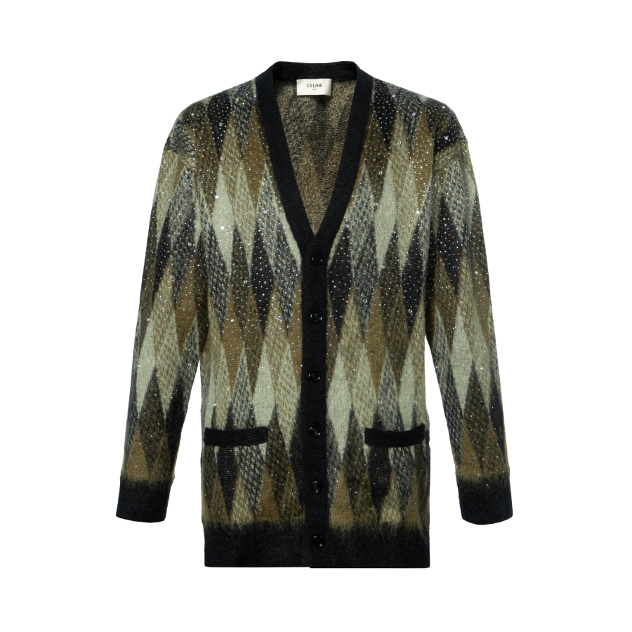 CELINE CELINE Embellished V Neck Button Up Cardigan