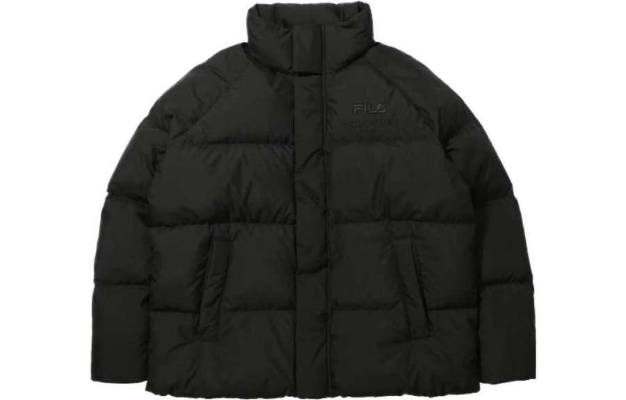 FILA Down Jackets Unisex Black Stand Collar Moderate Puffer Jacket