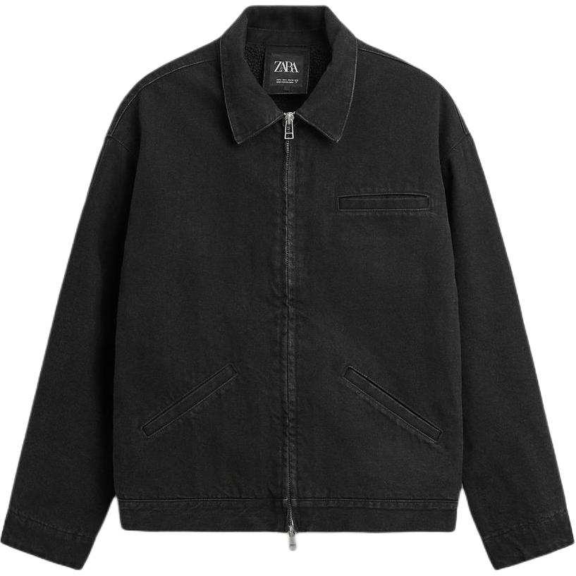 ZARA ZARA Denim Jackets Men's Black Lapel Moderate