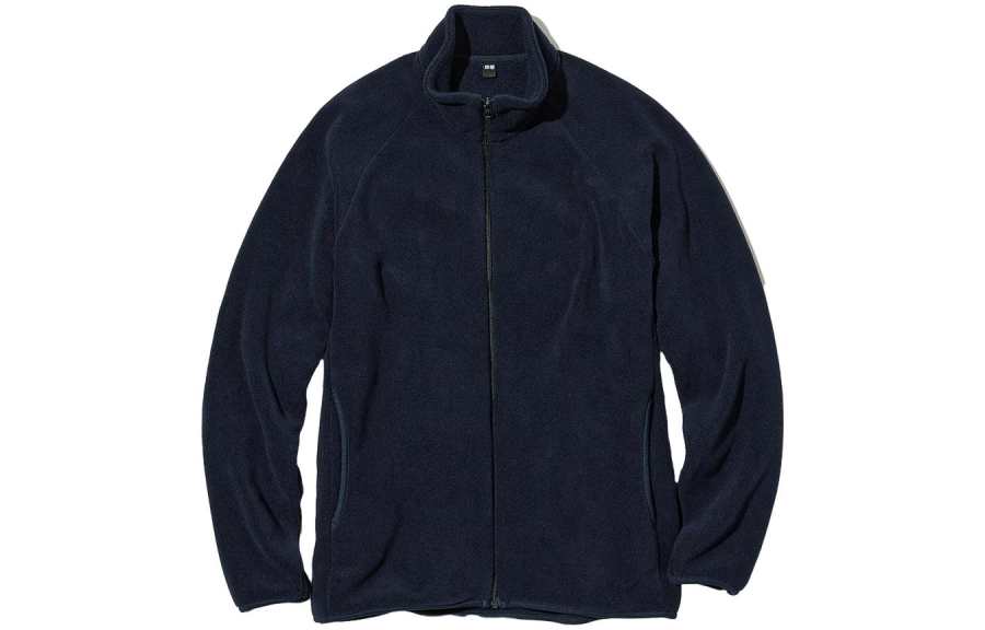 UNIQLO Velvet Jackets Unisex Navy Blue Stand Collar Moderate