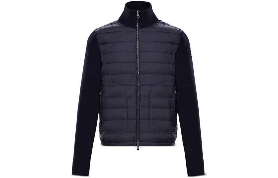 Moncler Padded CorduroyContrin Down Jacket Unisex Marine Blue
