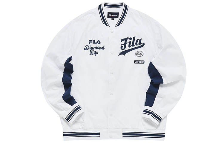FILA FUSION Baseball Jerseys Men's Standard White Baseball Collar Moderate Straight Fit
