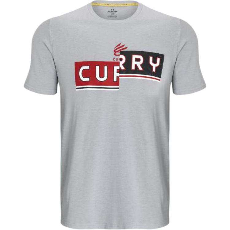 Under Armour Curry T Shirts Men's Modern Gray Crew Neck Moderate