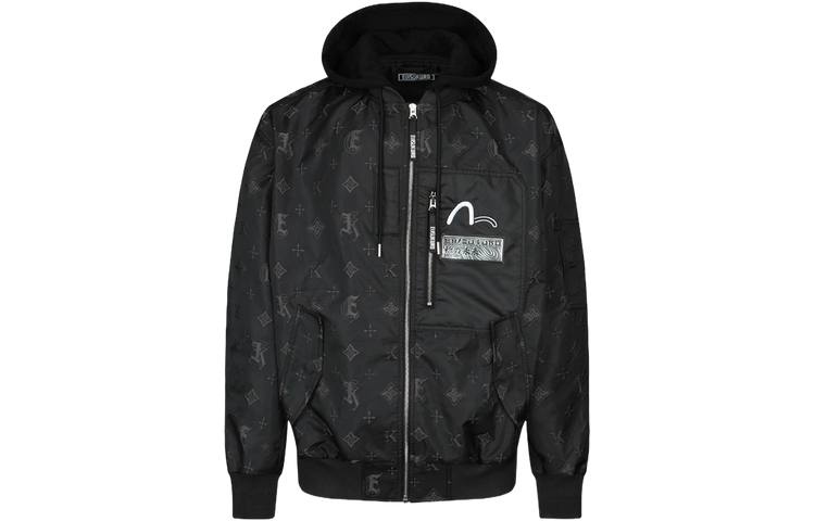 EVISU EVISU Jackets Men's Black Baseball Collar Moderate Pilot