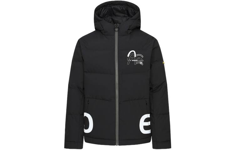 EVISU EVISU Down Jackets Men's Black Hooded Moderate Down Jacket