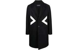 Neil Barrett Coats Men's Black/White Suit Collar Moderate Straight Fit