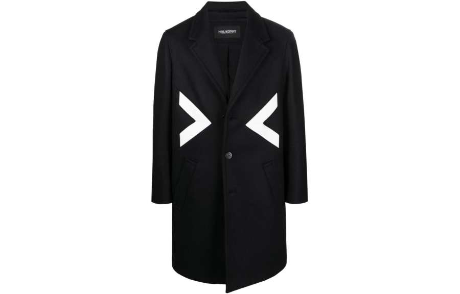 Neil Barrett Coats Men's Black/White Suit Collar Moderate Straight Fit