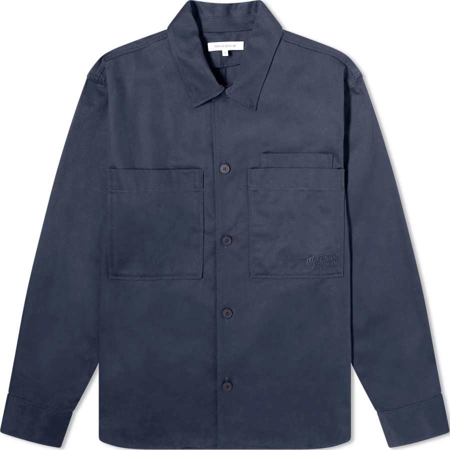 Maison Kitsune logo-embroidered cotton shirt