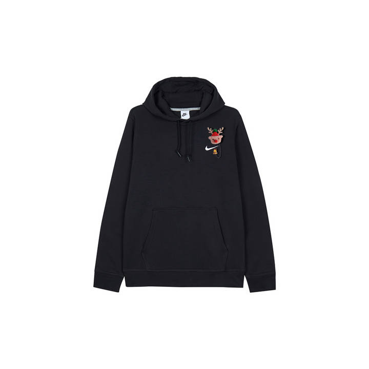 Nike Nike Regret Flower Small Flower Hooded Fleece Lined Comfortable Long Sleeved Sweatshirt Men's Black