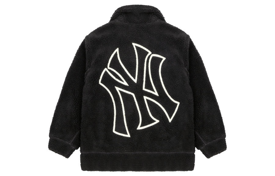 MLB New York Yankees Large Logo Sherpa Fleece Lined Jacket Unisex Black