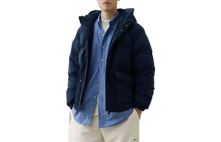 New Balance New Balance Down Jackets Unisex Dark Blue Hooded Fleece Lined Puffer Jacket