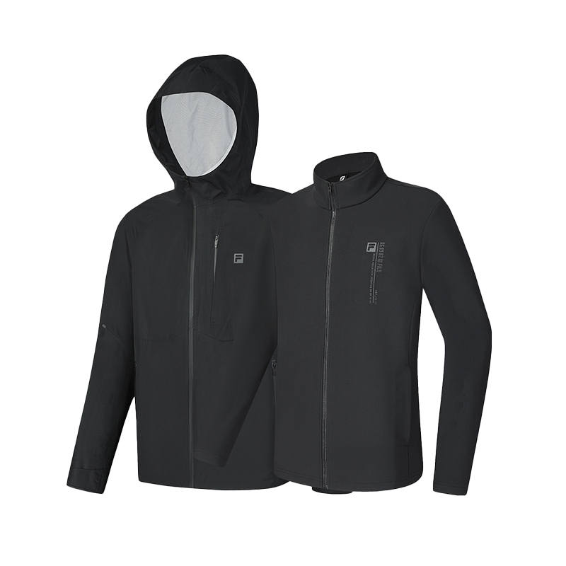 FILA Fitness Waterproof And Windproof Windbreaker Jacket Men's Pitch Black