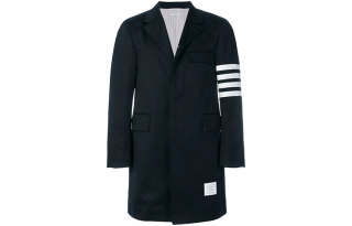 THOM BROWNE Coats Men's Navy Blue Suit Collar Moderate Straight Fit