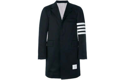 THOM BROWNE Coats Men's Navy Blue Suit Collar Moderate Straight Fit