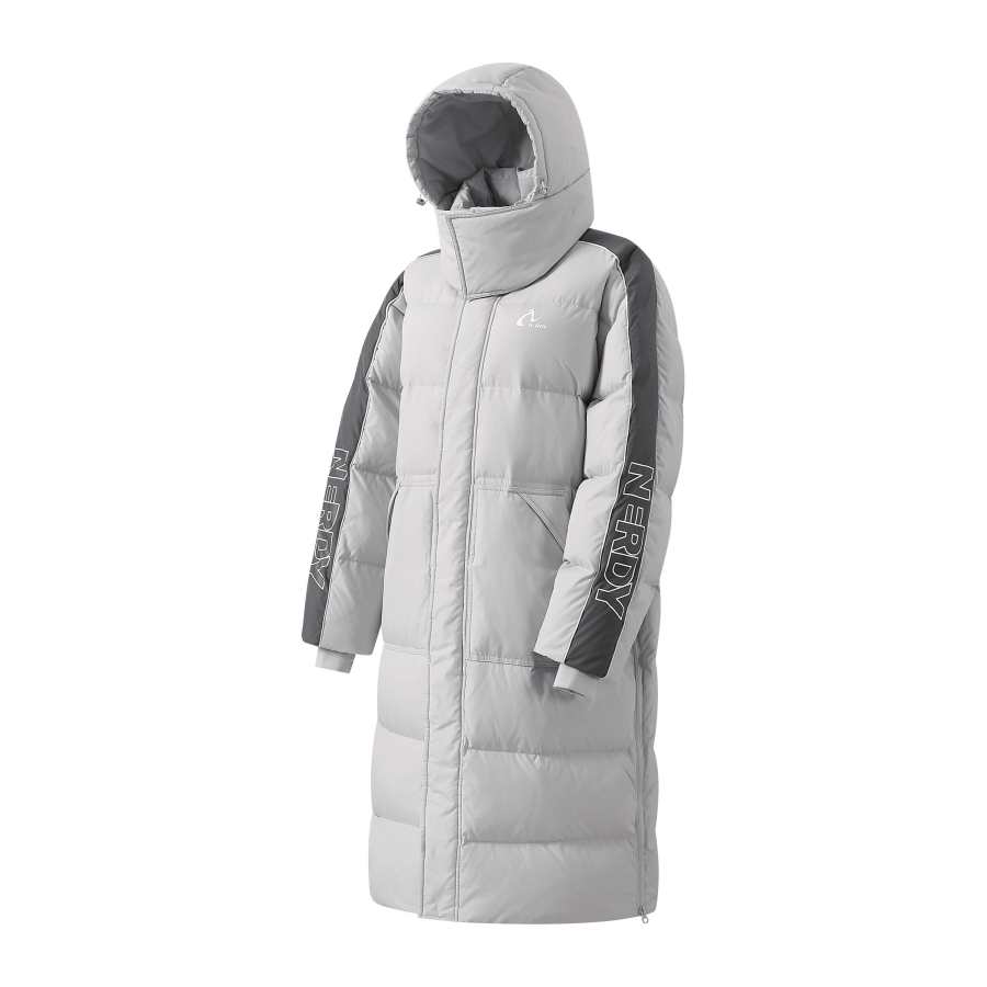 Nerdy Nerdy Down Jackets Unisex Light Gray Hooded Thickened Down Coat
