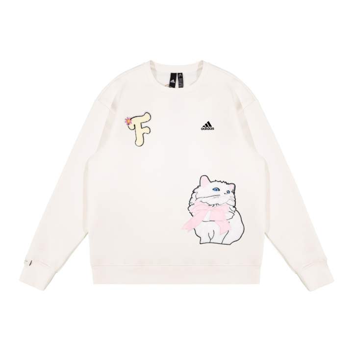 Adidas Adidas Sweatshirts Unisex Ecru Crew Neck Moderate Regular