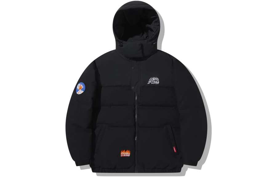 Li-Ning Li Ning Down Jackets Men's Black Hooded Moderate Down Jacket