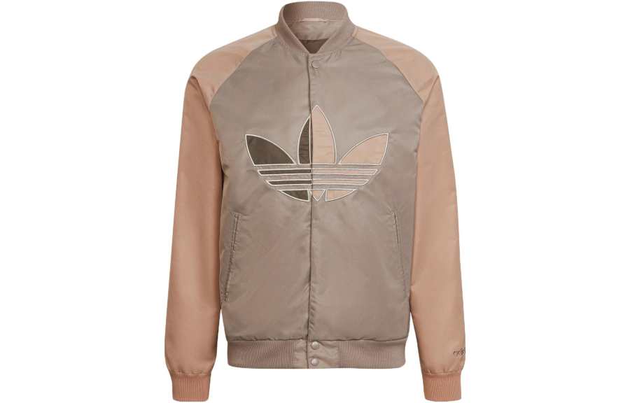 Adidas Originals Clgt Baseball Jerseys Men's Light Brown Gray Baseball Collar Moderate Straight Fit