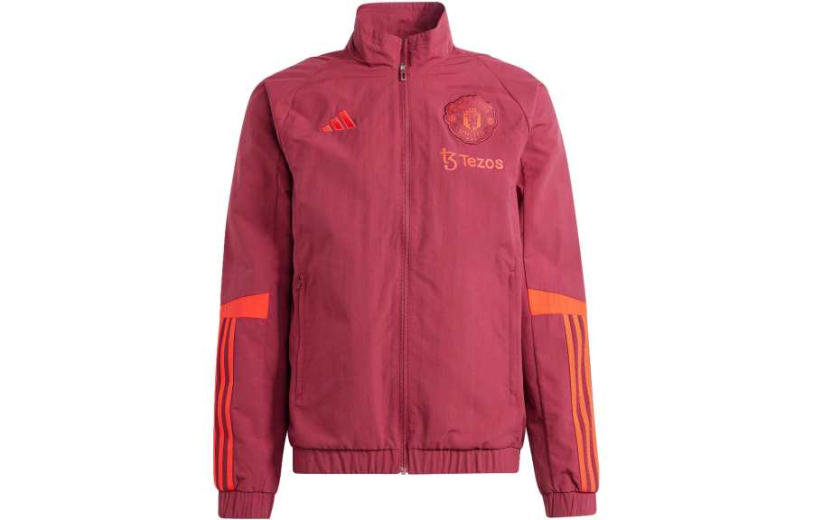 Adidas Adidas Manchester United Retro Sports Multicolor Stand Collar Jackets Men's Red