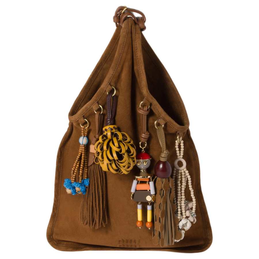 MIU MIU Suede Crescent Bag Handbag Women's Oak
