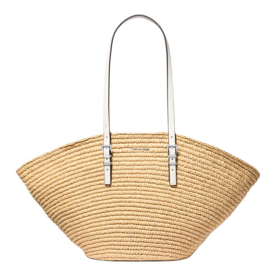 MICHAEL KORS Isa Fabric Tote Bag, Shopping Bag, Shoulder Bag Large Women's Natural & White