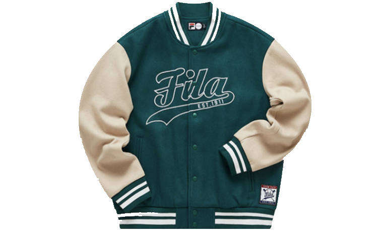 FILA FUSION Baseball Jerseys Men's Distant Mountain Green Baseball Collar Moderate Straight Fit