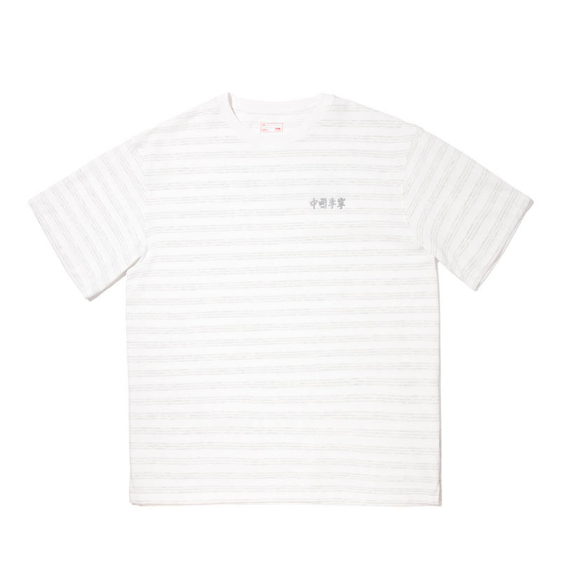 Li-Ning Li Ning T Shirt Unisex Champagne White/Flower Gray Beige White