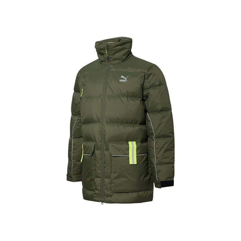 PUMA Sports Life Collection Down Jackets Men's Army Green Stand Collar Moderate Other