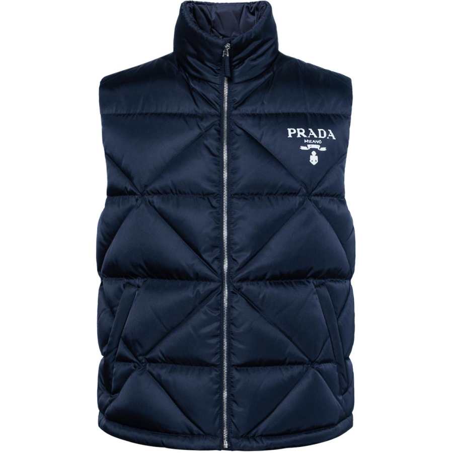 PRADA PRADA Down Vests Men's Navy Stand Collar Moderate