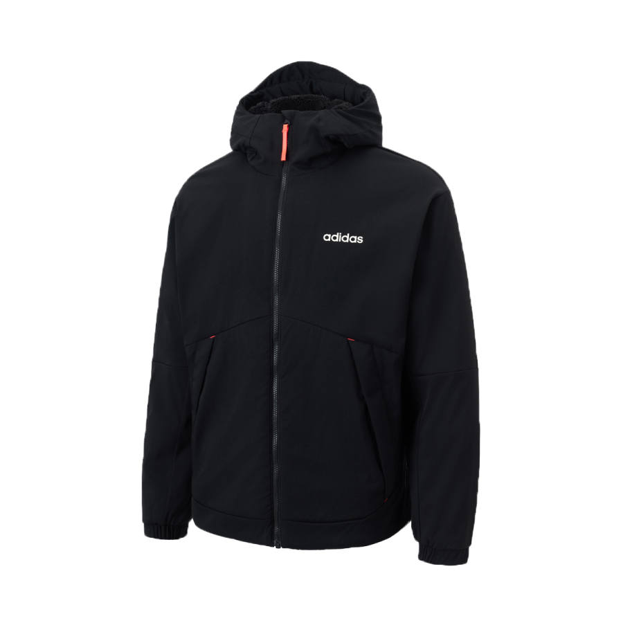 Adidas Adidas Minimalist Style Letter Fleece Lined Windproof Hood Jackets & Coats Unisex Black