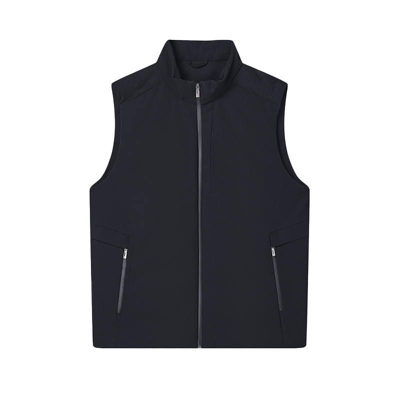 FILA Down Vests Men's Jet Black Stand Collar Moderate
