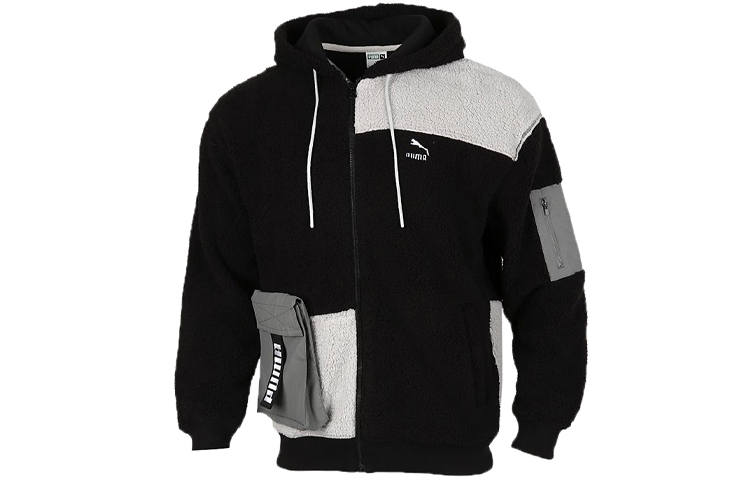 PUMA Velvet Jackets Men's Black Gray Hooded Moderate