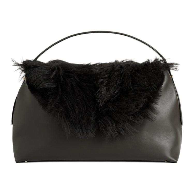 TOTEME Lambskin One Shoulder Handbag Medium Women's Bark Brown