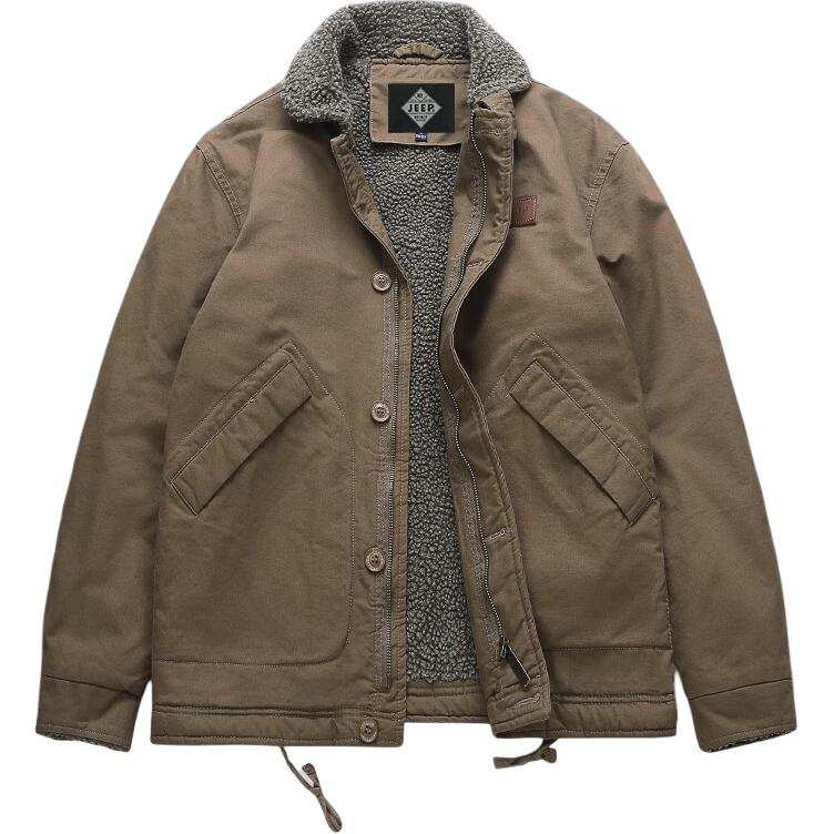JEEP SPIRIT Solid Color Comfortable Minimalist Style Skin Friendly Fleece Lined Jackets & Coats Men's