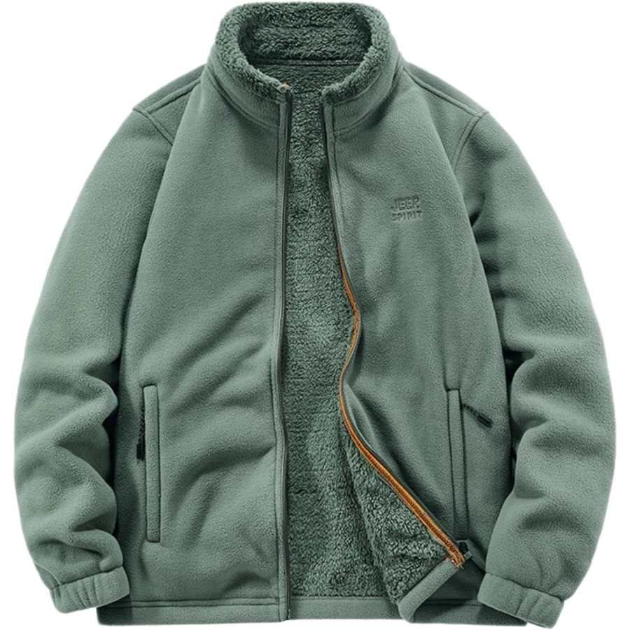 JEEP SPIRIT Velvet Jackets Men's Stand Collar Moderate