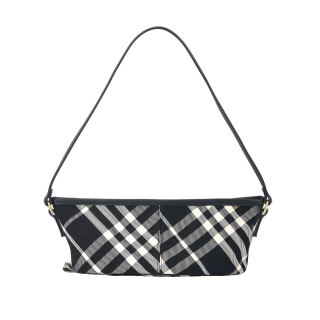 Burberry Cotton With Lambskin One Shoulder Handbag Mini Women's Black Print