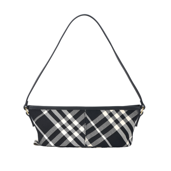 Burberry Burberry Cotton With Lambskin One Shoulder Handbag Mini Women's Black Print