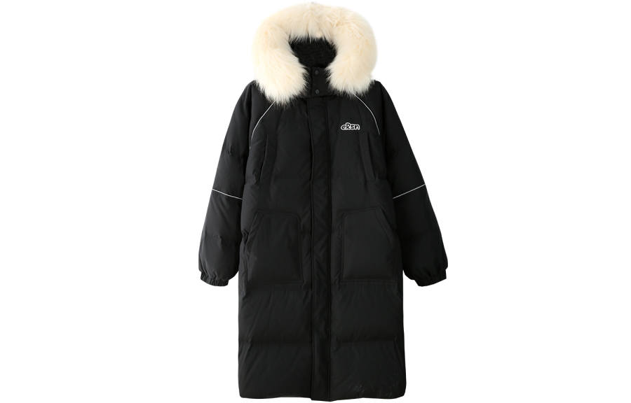 ER ER Down Jackets Unisex Fur Collar Thickened