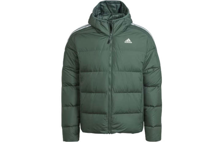 Adidas Adidas ESSENTIALS Down Jackets Men's Green Hooded Moderate Down Jacket