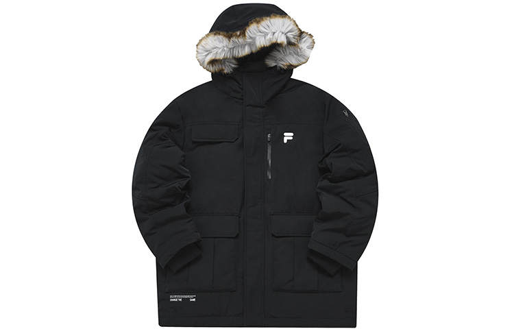 FILA FUSION Down Jackets Men's Pitch Black Hooded Moderate Other