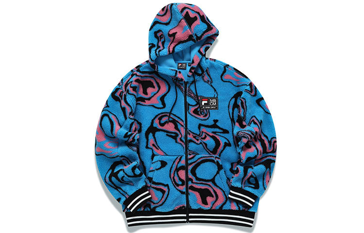 FILA FUSION x Marcelo Burlon Velvet feel Coat Unisex Blue Leopard Print