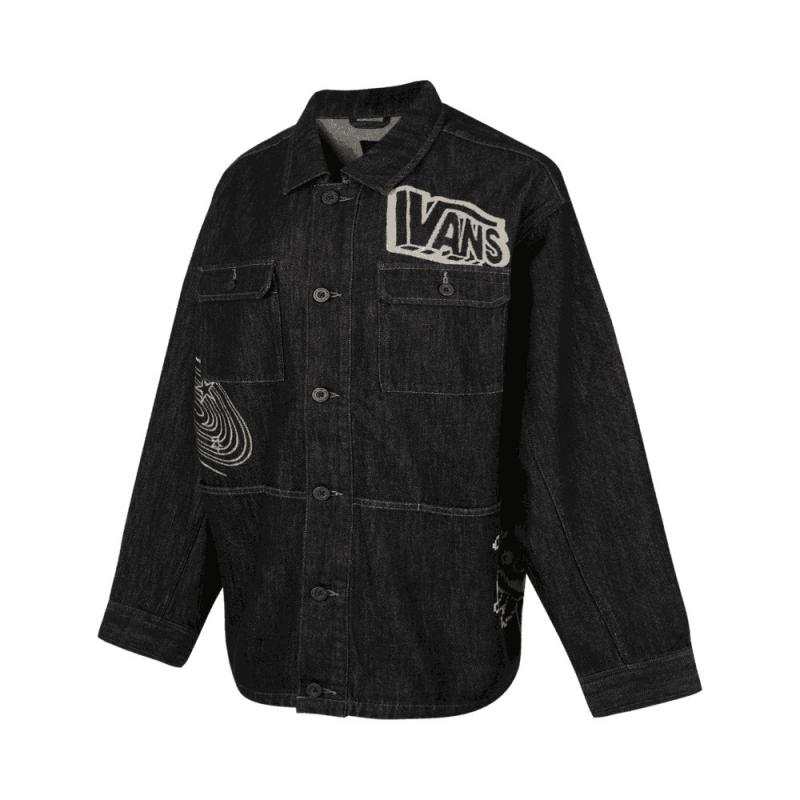 Vans Vans Denim Jackets Men's Black Lapel Moderate Other