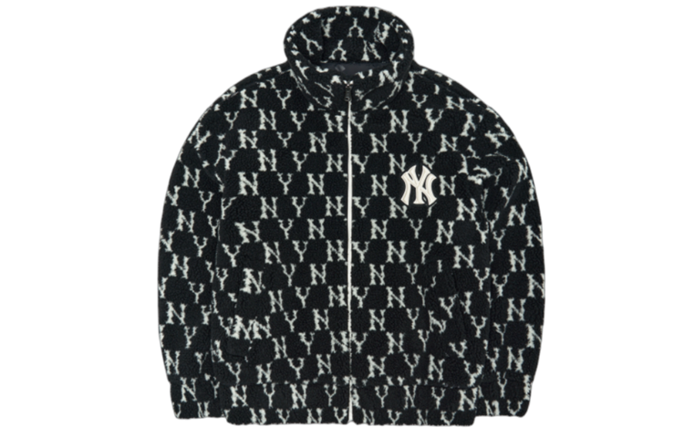 MLB MLB Velvet Jackets Unisex Black Stand Collar Thickened And Fleece Lined
