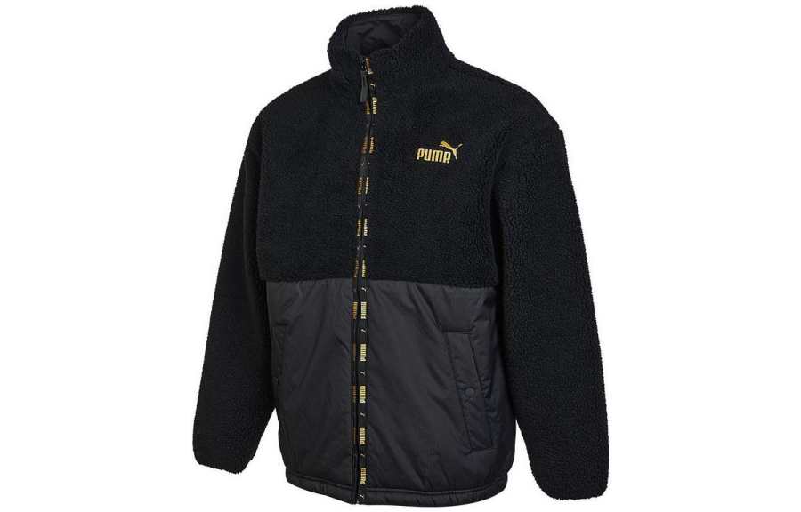 PUMA Velvet Jackets Men's Black Stand Collar Thickened