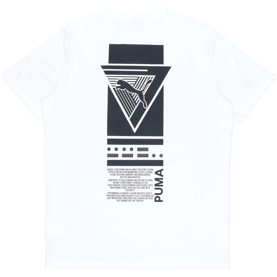 PUMA T Shirts Men's White Crew Neck Moderate Straight Fit