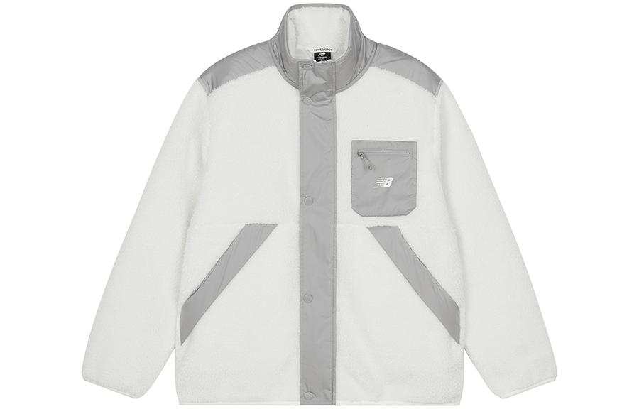 New Balance New Balance Velvet Jackets Men's White Stand Collar Thickened And Fleece Lined