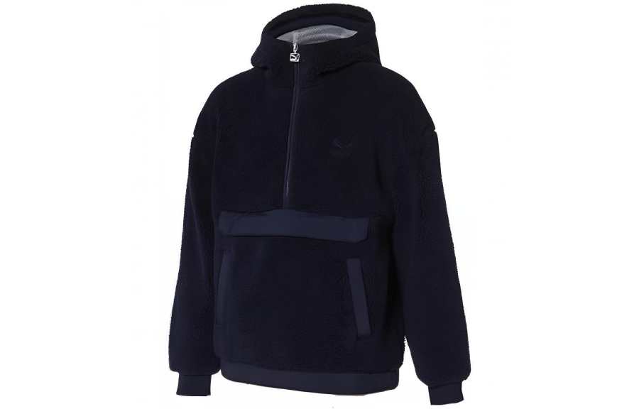 PUMA Velvet Jackets Unisex Navy Blue Hooded Thickened