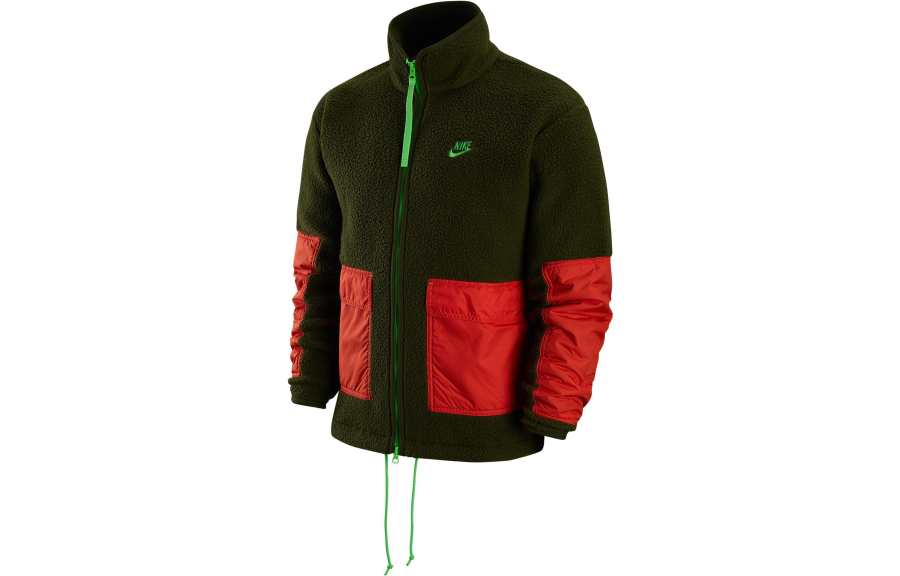 Nike Nike Embroidery Logo Zippers Stand Collar Polar Fleece Fitted Fleece Lined Fleece Clothing Men's Rugged Green